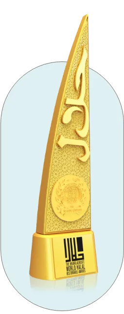 The BrandLaureate World Halal Best Brand Award trophy
